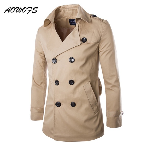 Aowofs Mens Slim Fit Trench Coat 